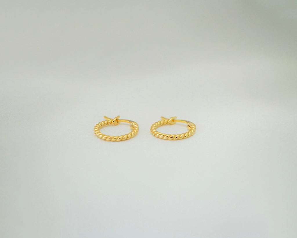 Small Twisted Huggie Hoops