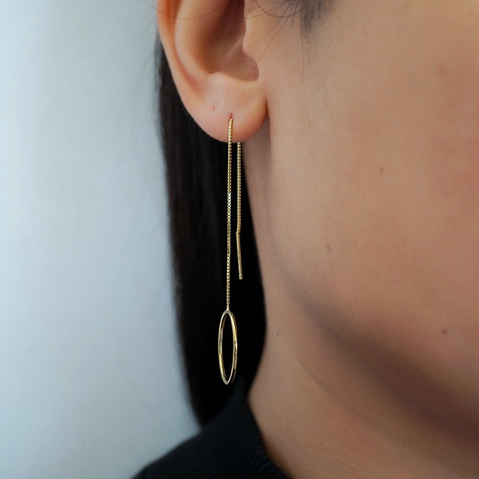 Circle Long Threader Earrings