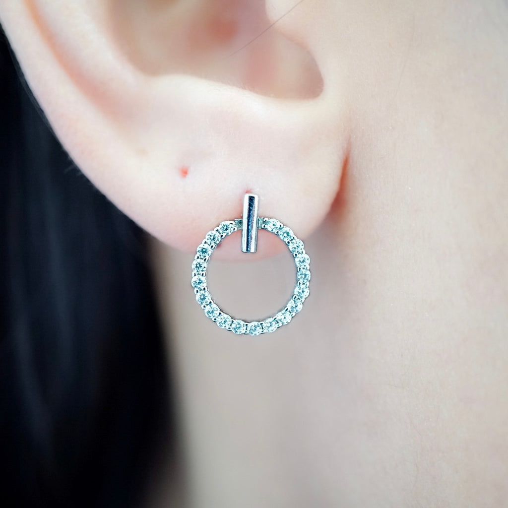 Small Pave Circle Earrings