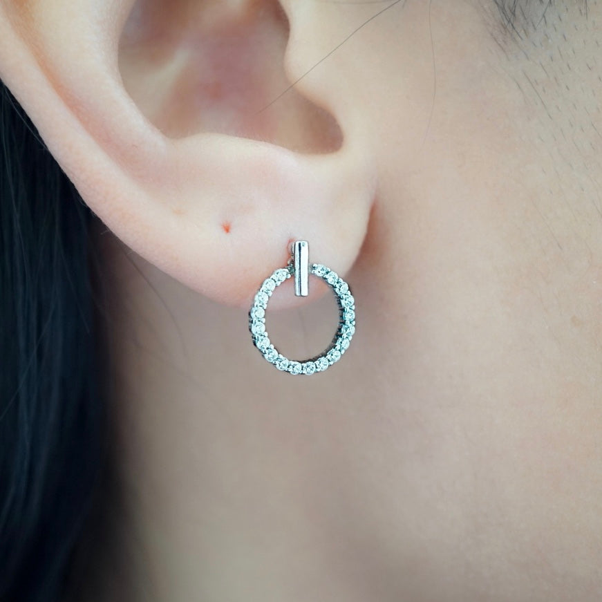 Small Pave Circle Earrings