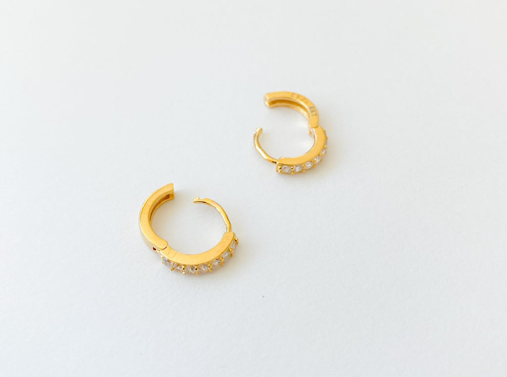 Small Pave Huggie Hoops